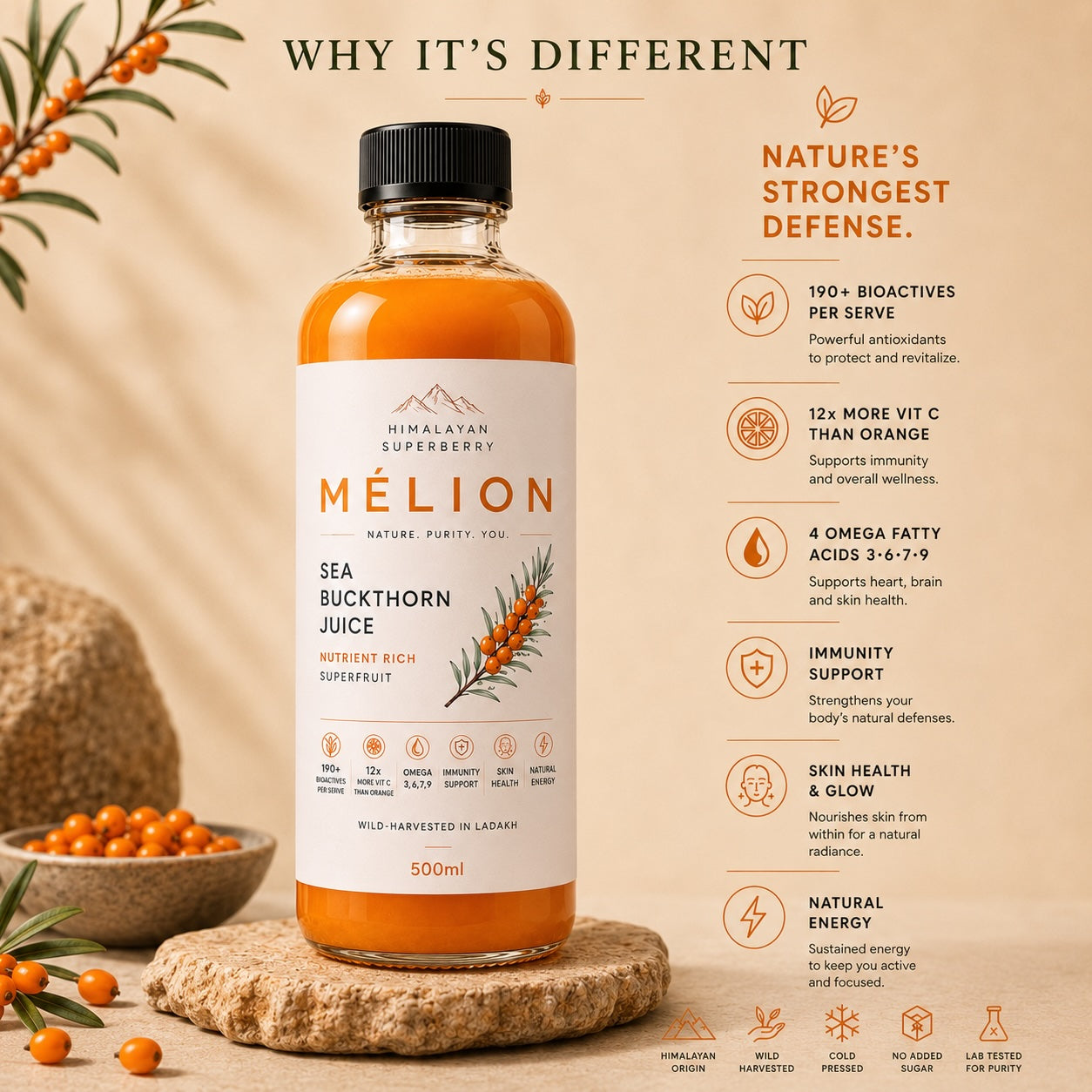 MÉLION Himalayan Superberry Sea Buckthorn Juice
